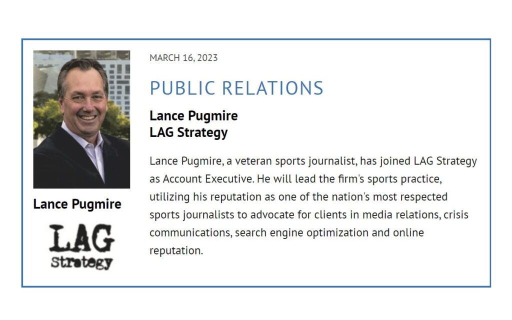 Lance Pugmire - Los Angeles Times People on the Move